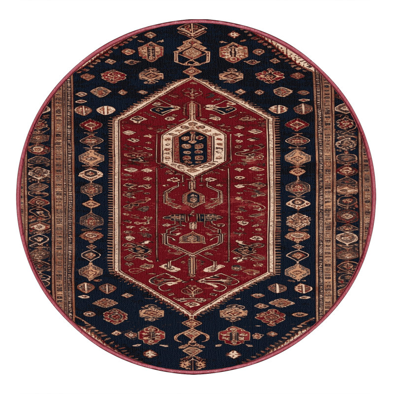 Tapis brun turc lavable à la machine, Rond 6 pi