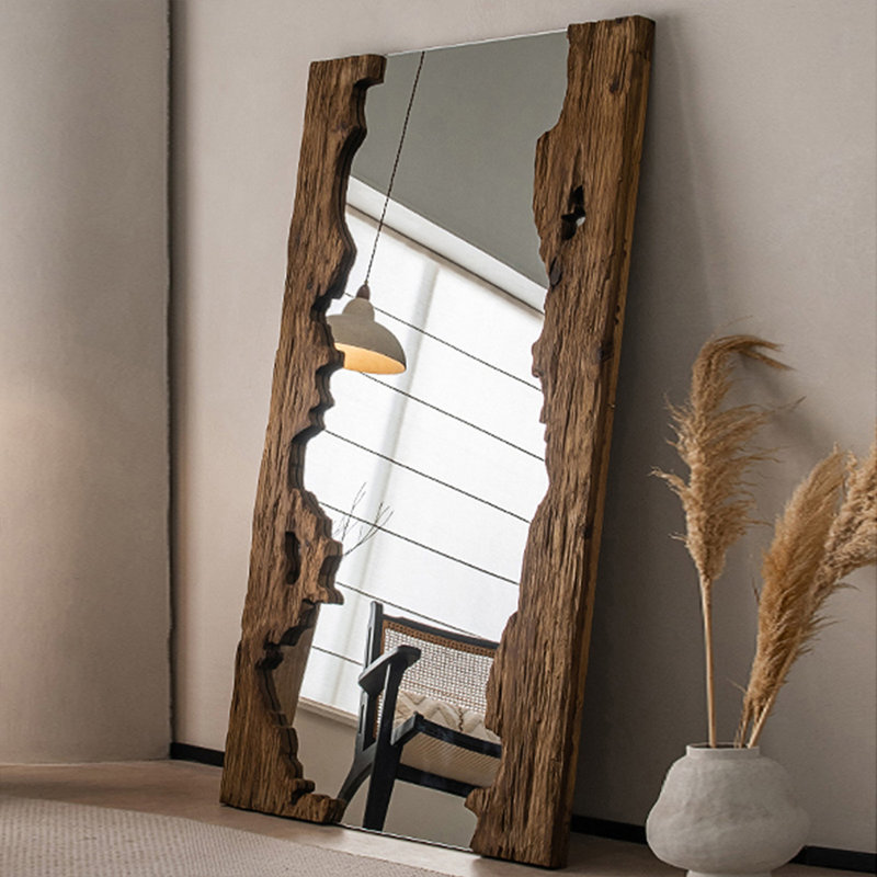 Miroir pleine grandeur rectangulaire en bois massif, 78,74 po x 47,24 po