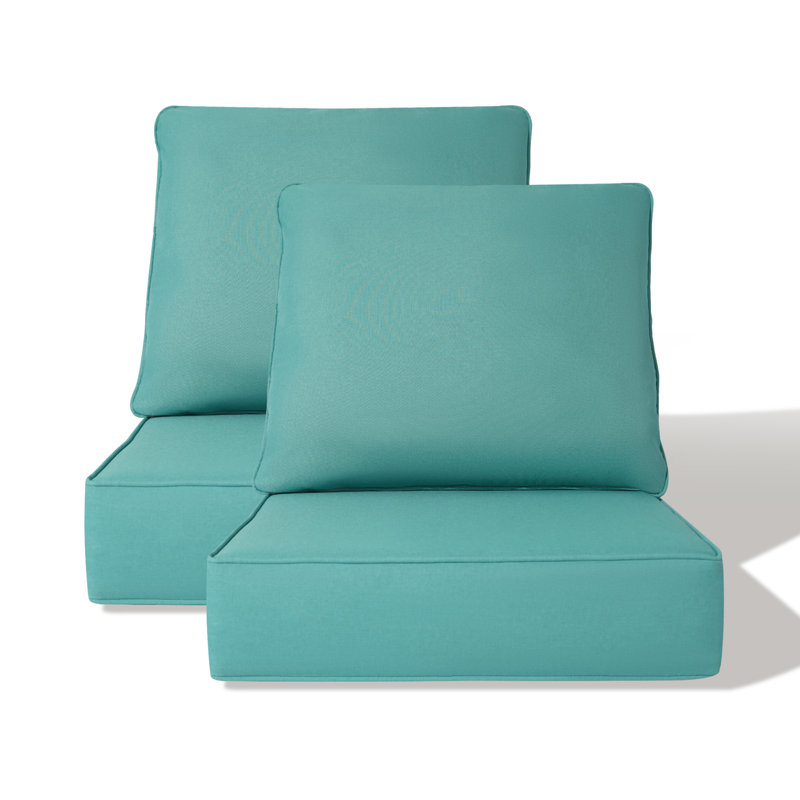 5.75" H Water-Resistant Outdoor Deep Seat Cushion Set with Removable Covers , Green