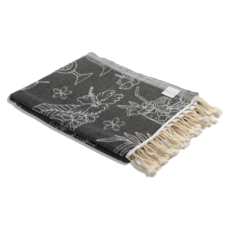 Serviette de plage et de bain en coton biologique Antalya, Noir