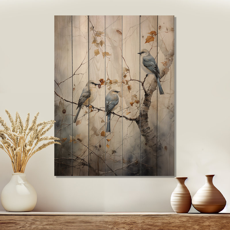 «Bird Silent Watcher II», reproduction sur bois d'animaux sur bois de pin naturel, H 40 po x l 30 po