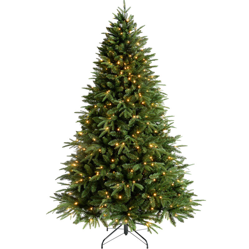 Lighted Artificial Pine Christmas Tree, 4.92ft H x 4ft W x 4ft D