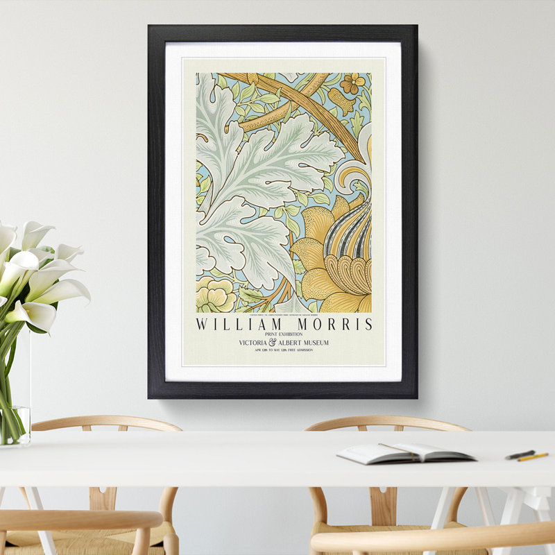 St. James Pattern with Border by William Morris - Picture Frame Graphic Art, Black, 65cm H x 48cm W x 2cm D