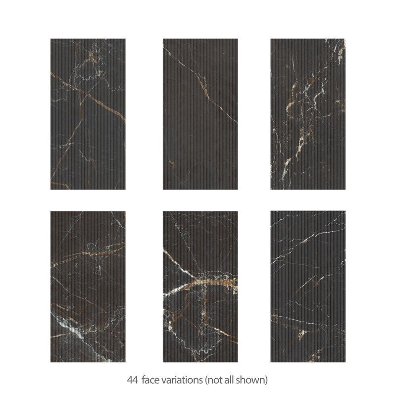 Reve Roseliere Deco 11-3/4 in. x 23-1/2 in. Porcelain Wall Tile, Black/White