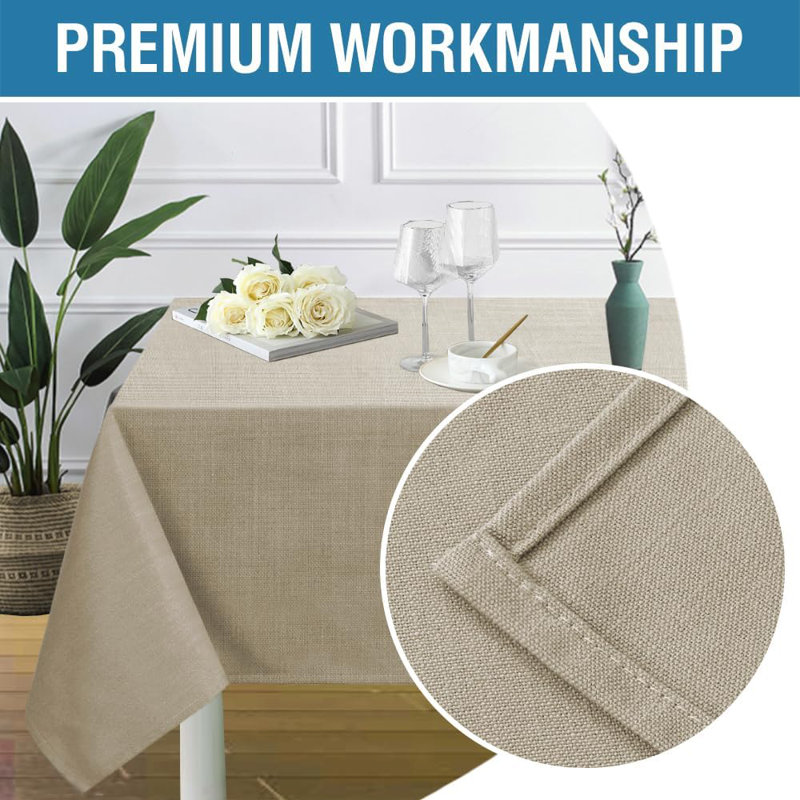 Premium Linen Textured Solid Table Cloths  Spill-Proof Waterproof Table Cover for Dining Buffet Tablecloth Feature Extra Soft and Thick Fabric Wrinkle Free
