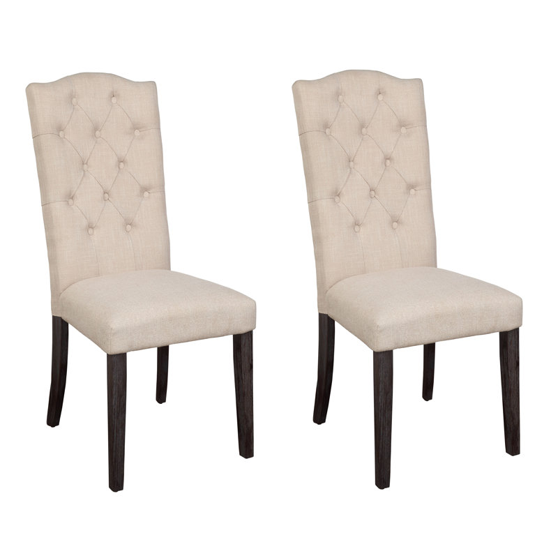 Chaises d'appoint à dossier capitonné beige et vieilli espresso Anvika