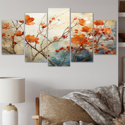 Maple Trees Glowing Embers II - Floral Canvas Print - 5 Panels