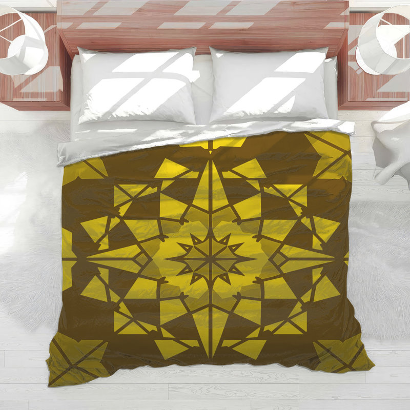 Yellow Geometric Mandala Comforter, Twin