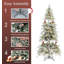 Arbre de Noël artificiel floqué mince préinstallé avec base en métal-118329146