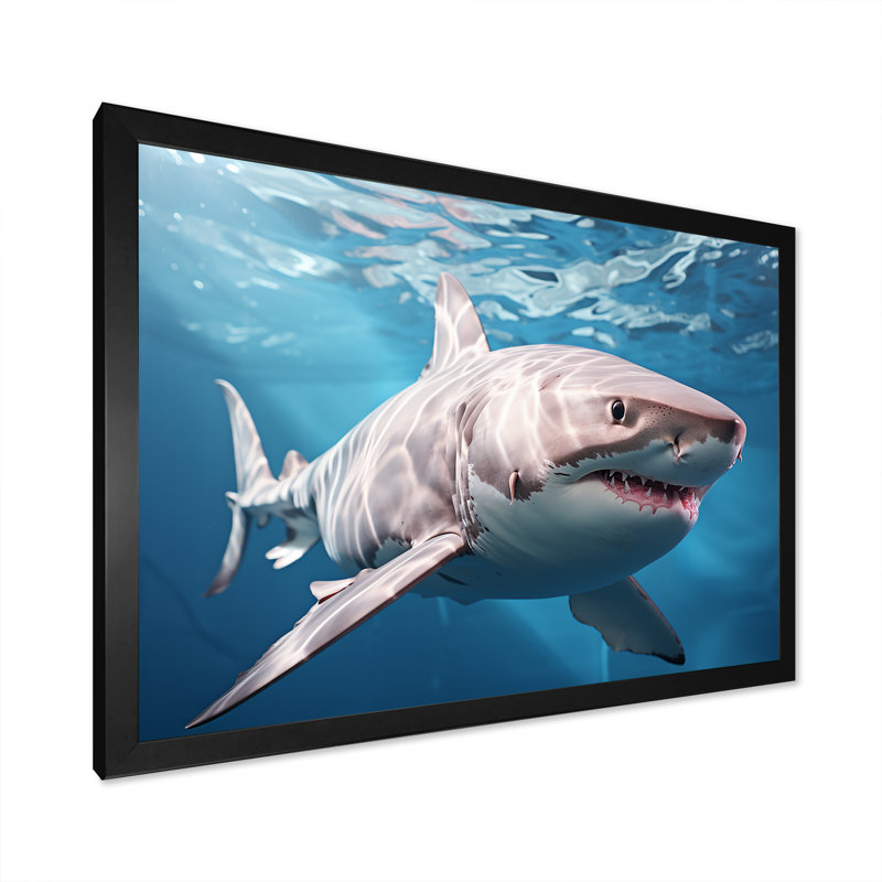 " Oceans Blue Ghost Shark Photography IV ", Black Single Picture Framed, 12" H x 20" W x 1" D