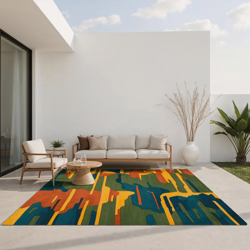 Bronze Tides Indoor And Outdoor Area Rug, Rectangle 2' x 3'