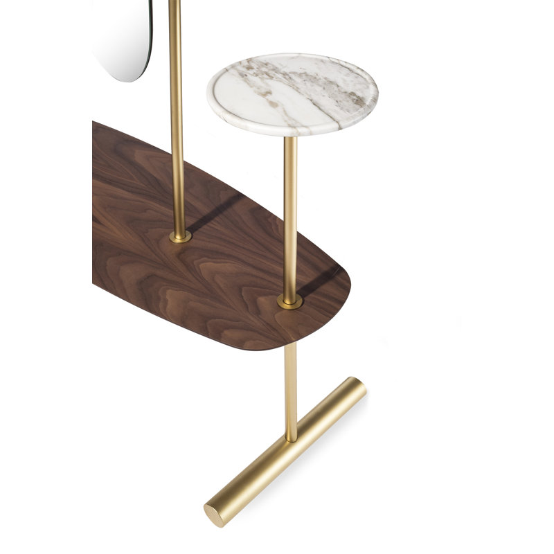 Arco 47.24" Clothes Rack, Brass/Walnut