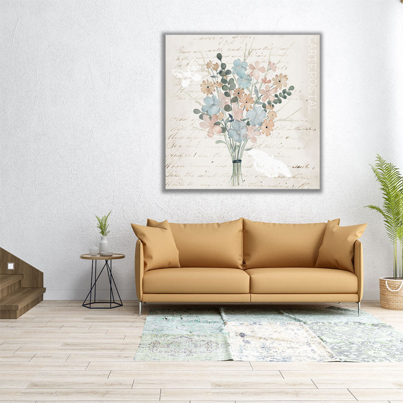Fleurs pastel I - reproduction d'art sur toile, H 20 po x l 20 po
