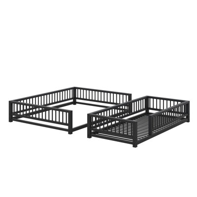 Grand lit convertible grand avec rails de sécurité et échelle, taille simple TG sur le dessus
