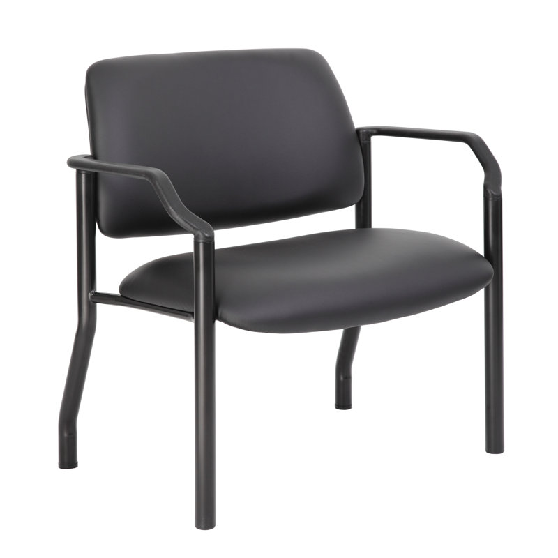 Vinyl Seat Reception Chair with Metal Frame, Black