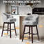 Tabouret de bar pivotant en similicuir de 30 po avec pieds en bois massif, gris-949232947-947713051