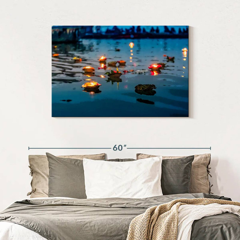 Ravi Ganges River Offerings, 30" H x 45" W