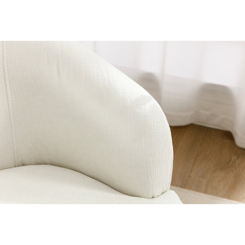 Fauteuil en chenille avec structure en bois et rembourrage en mousse d'une hauteur de 25,6 po, Ivory