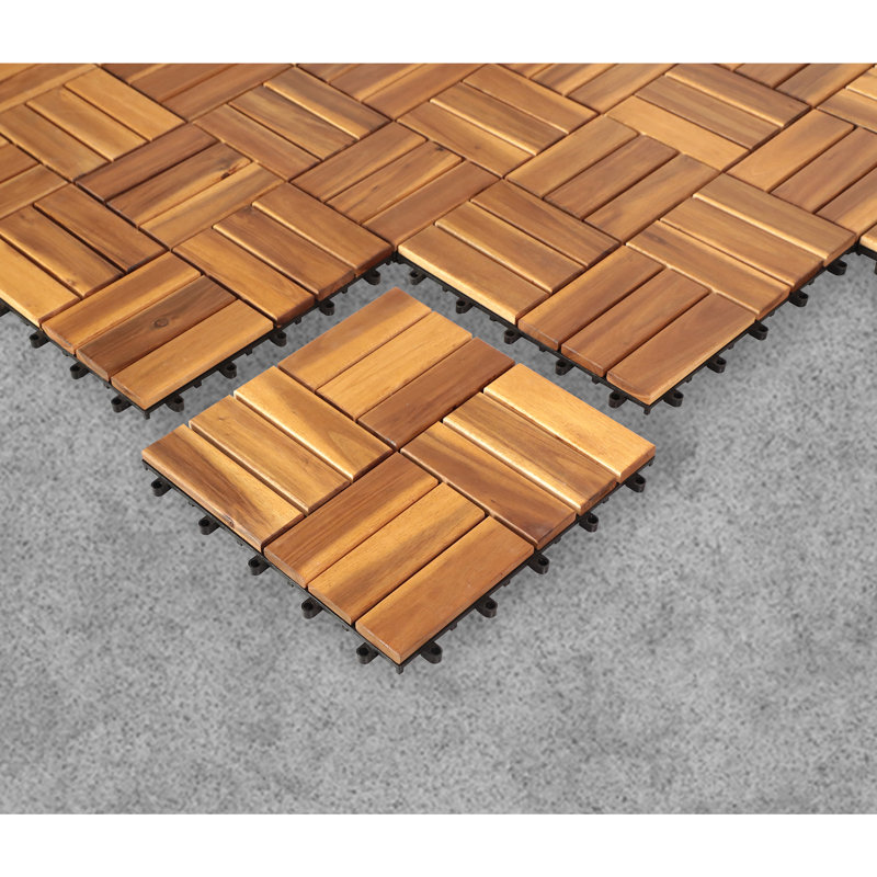 12" x 12" Wood Interlocking Deck Tile in Brown