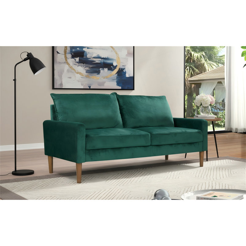 Canapé en velours moderne et minimaliste avec structure en bois robuste, Velours vert