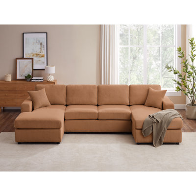 Canapé modulaire en U en velours côtelé et chenille l 118,11 po Kujtesa