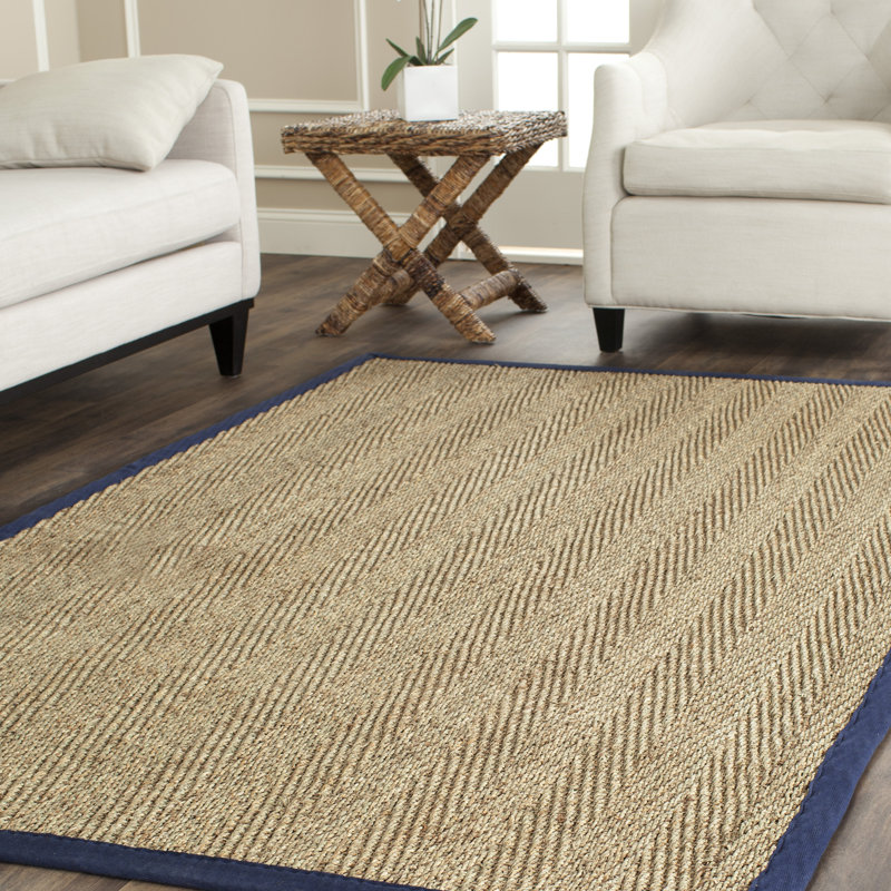 Nerissa Auckland Natural/Blue Area Rug, Rectangle 5' x 8'