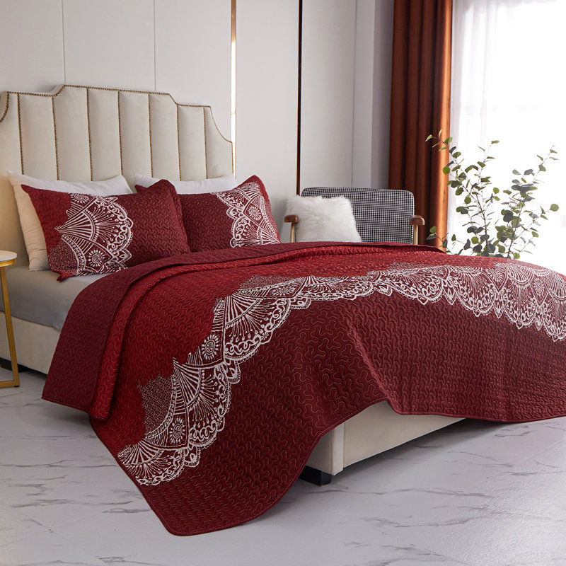 Ensemble de couvre-lit en microfibre 3 pièces , Couvre-lit pour lit grand : couvre-lit + 2 taies d, Vert