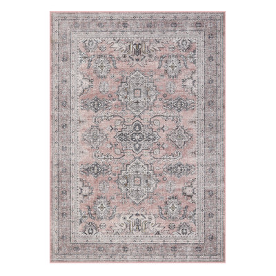 Tapis de salon 10 x 13 antidérapant, lavable à la machine, tapis antidérapant, doux, rétro, boho, tapis pliable, patiné, pour chambre à coucher, salle de lavage, rose