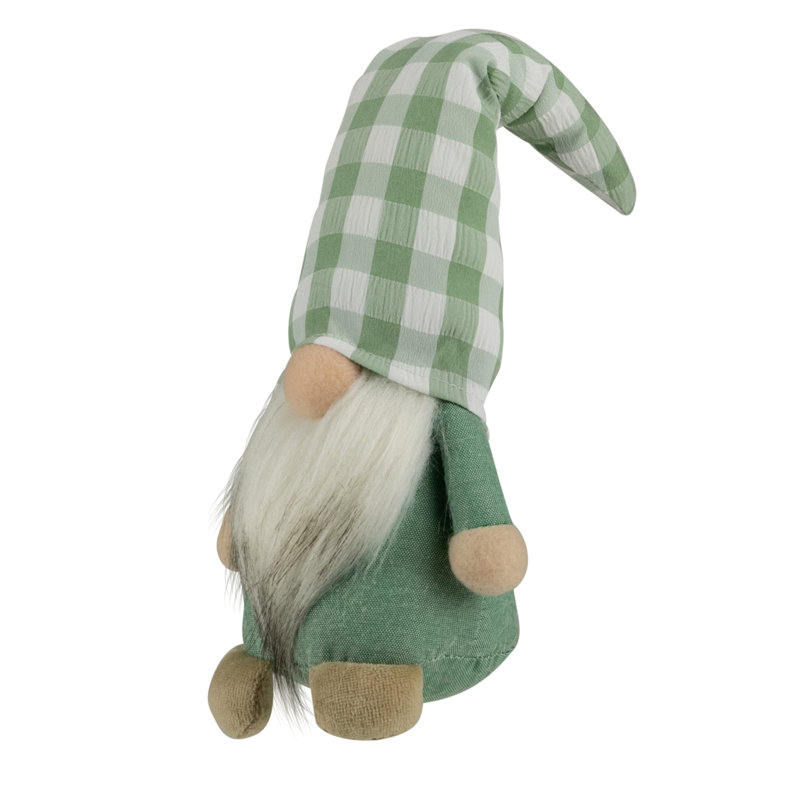 Gnome de printemps 12,25 po avec chapeau écossais vert