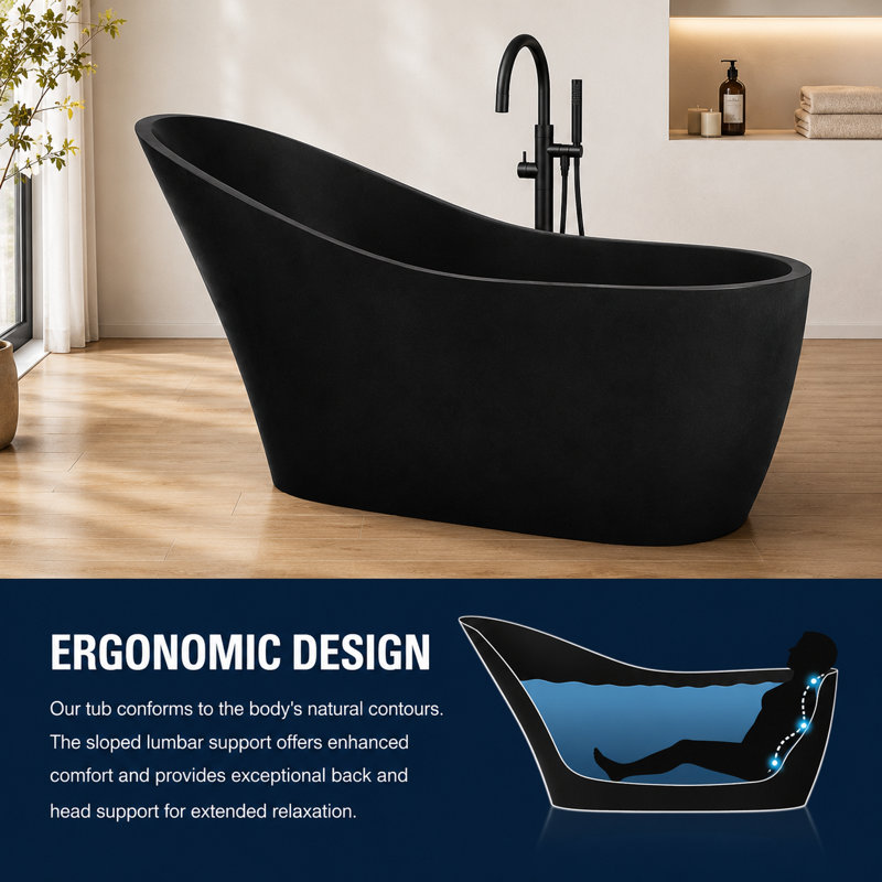 67.3'' L Soaking Bathtub, Black