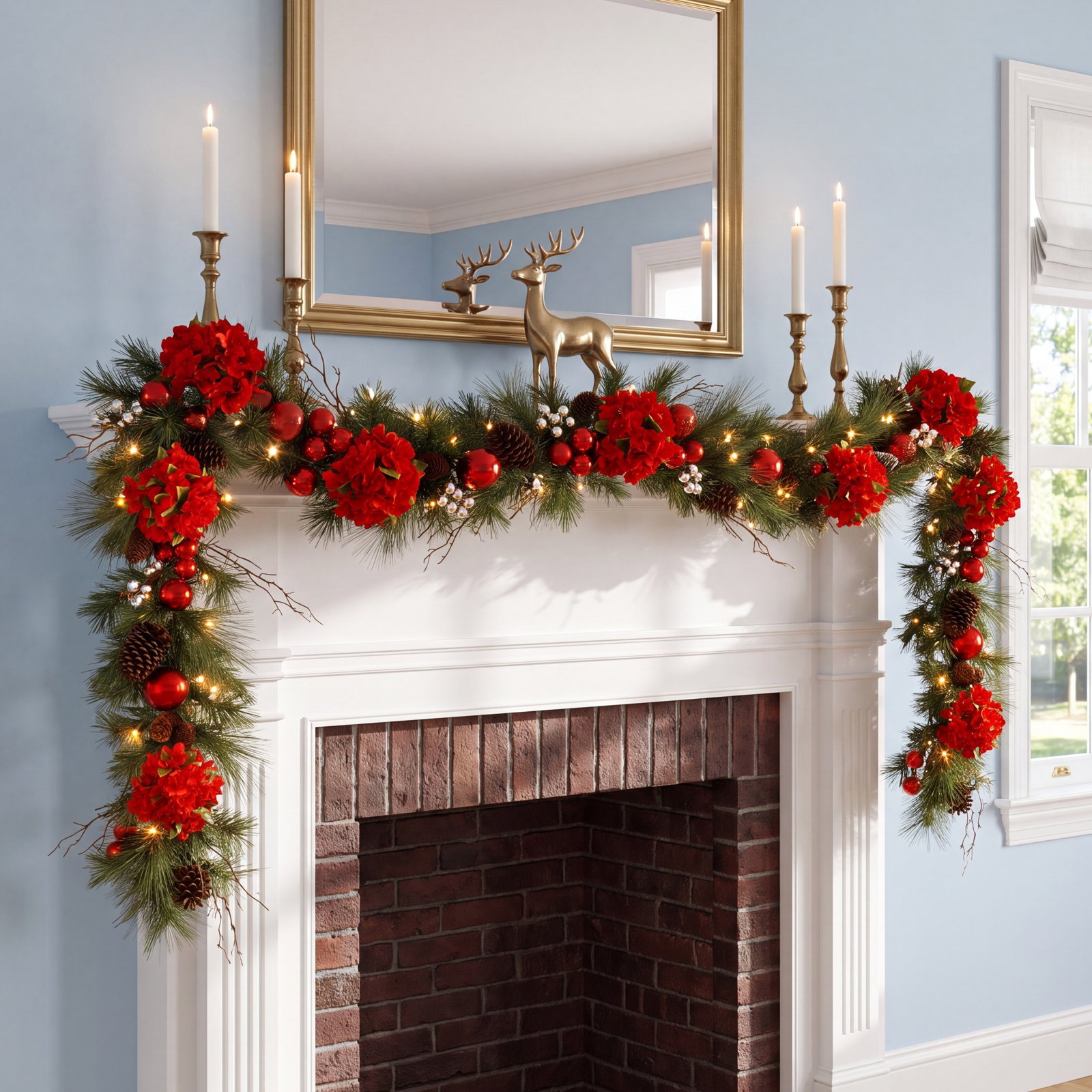 108" Pre-Lit Hydrangea Christmas Garland