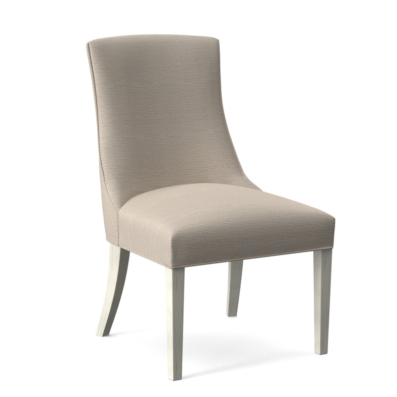 Tuxedo Slipper Dining Chair, Light Blue Performance Fabric; 0851-55, Antique Frost White Finish