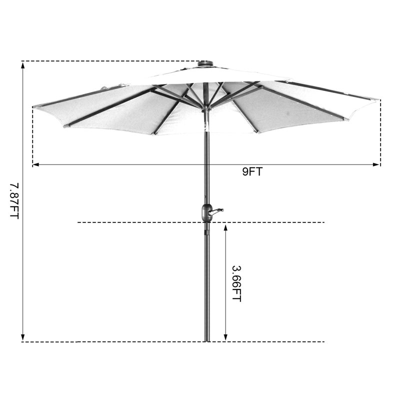 274.32cm Lighted Tilt Market Parasol, Blue