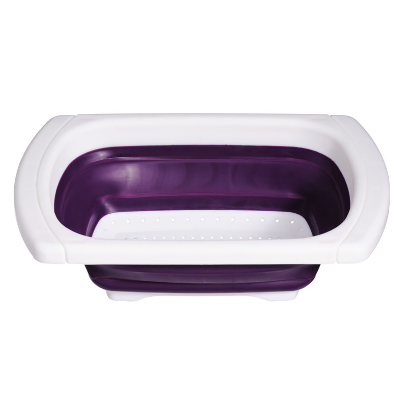 Over Sink Collapsible Colander, Purple/White