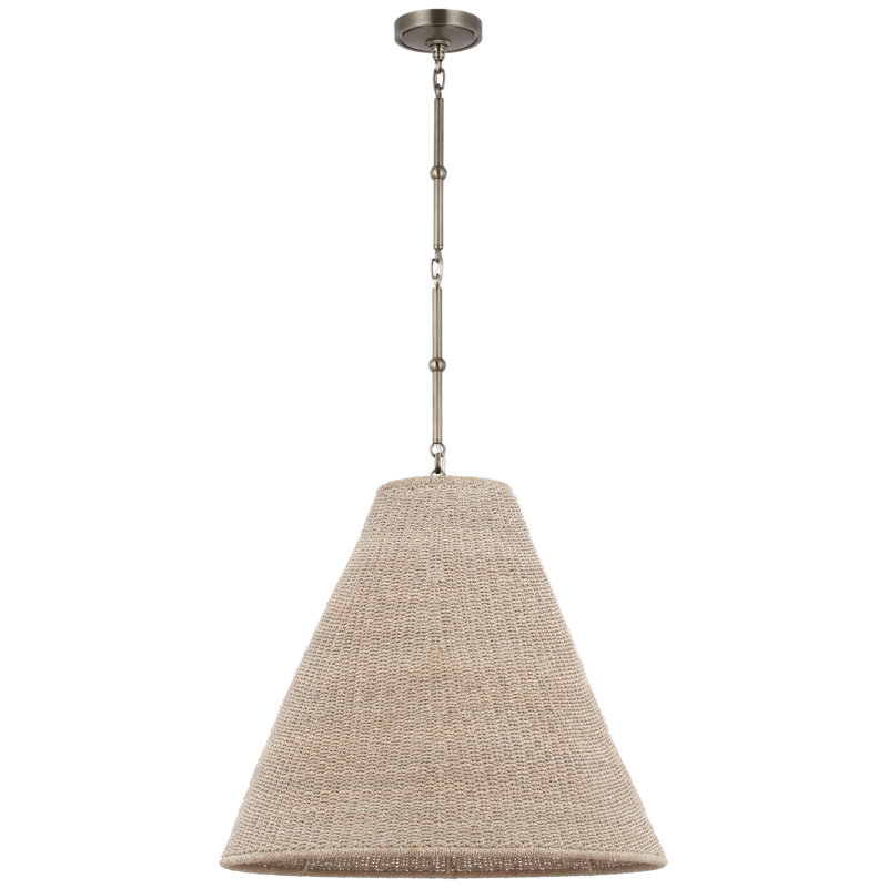 Goodman Pendant by Thomas O'Brien, 22.75" H x 24" W x 24" D, Bronze/Hand Rubbed Antique Brass, Ash