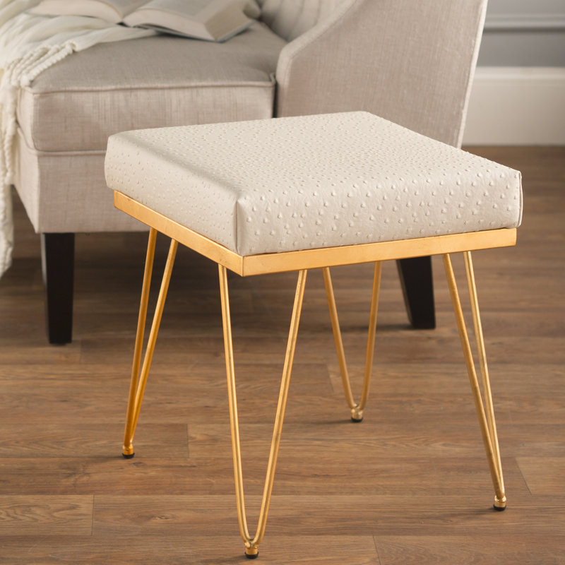 Chalandra Nickel Accent Stool, Cream