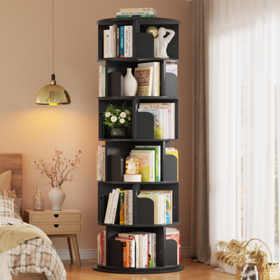 360° Rotating Bookshelf, 6 Tiers Corner Shelf, Rotating Bookcase For Bedroom, Living Room