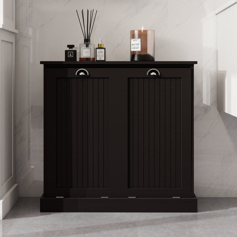 Poubelle 10 gallons en bois manufacturé, Noir, noir, noir, noir