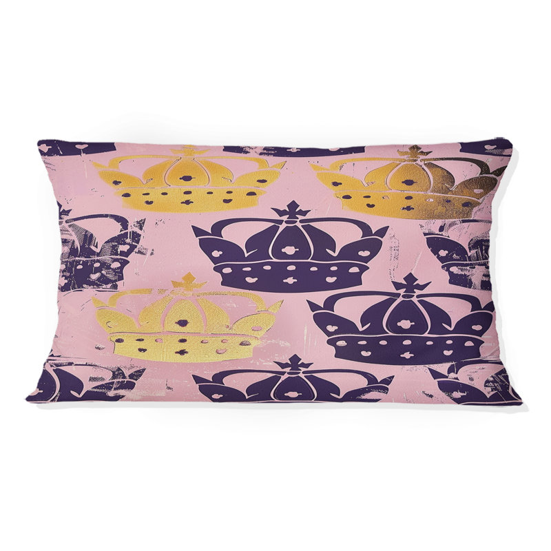Coussin lombaire mauve et doré Royal Crown II