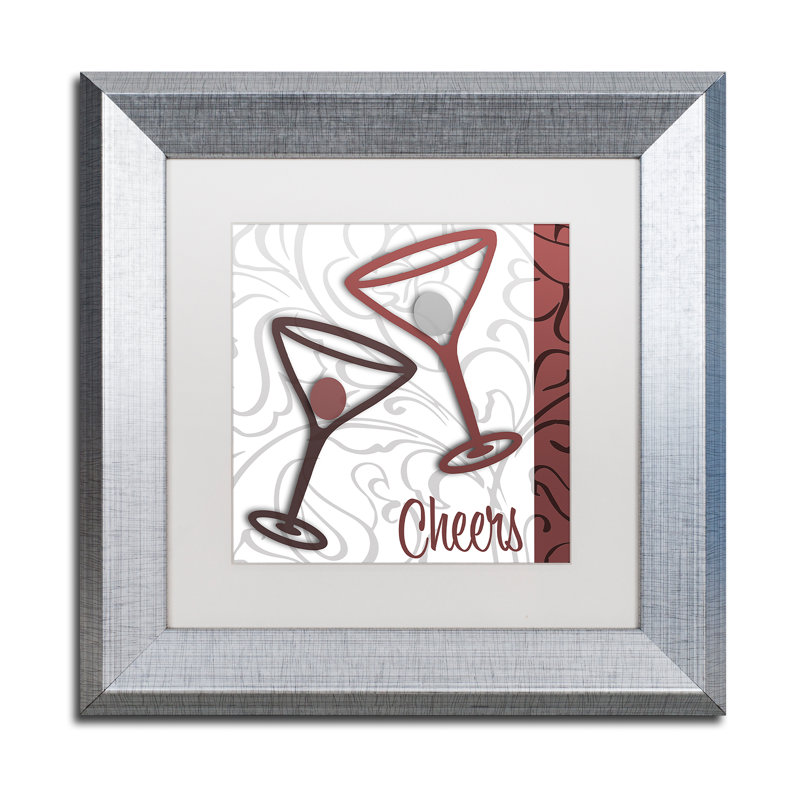 Jadaya «Cheers II», impression encadrée, Blanc, H 16 po x l 16 po, Toile avec cadre argenté