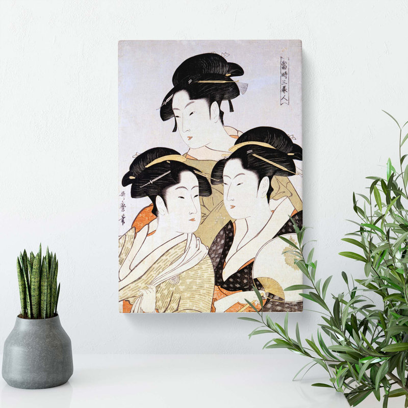 Three Beauties Of The Present Day by Kitagawa Utamaro - Wrapped Canvas, 60cm H x 40cm W x 3cm D