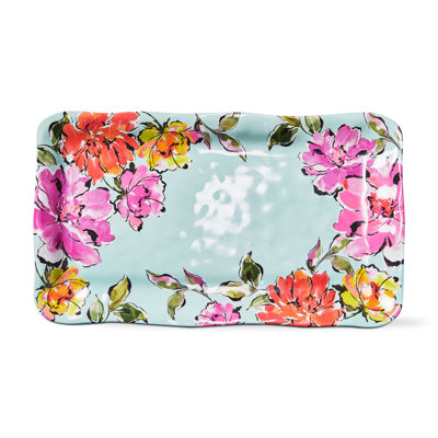 In Bloom Melamine Rectangle Platter Blue Everyday