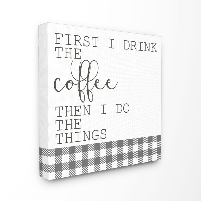«Coffee Funny Word Kitchen Bathroom Room Neutral Design», impression sur toile, Toile, H 17 po x l 17 po