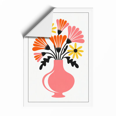 Blooms in Pink Mid-Century - Framed Print
