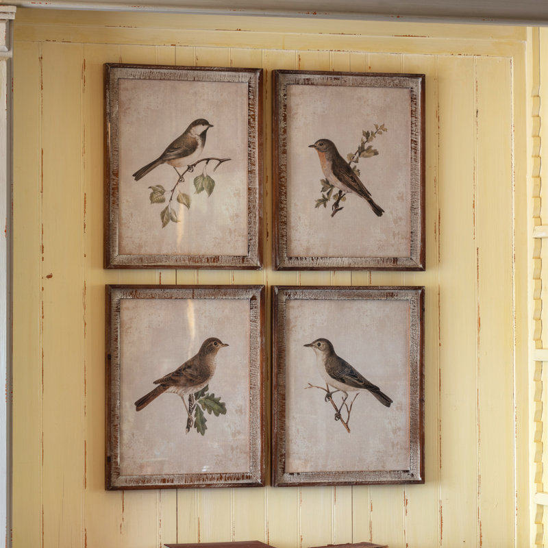 Rustic Songbird Framed Prints - Set of 4