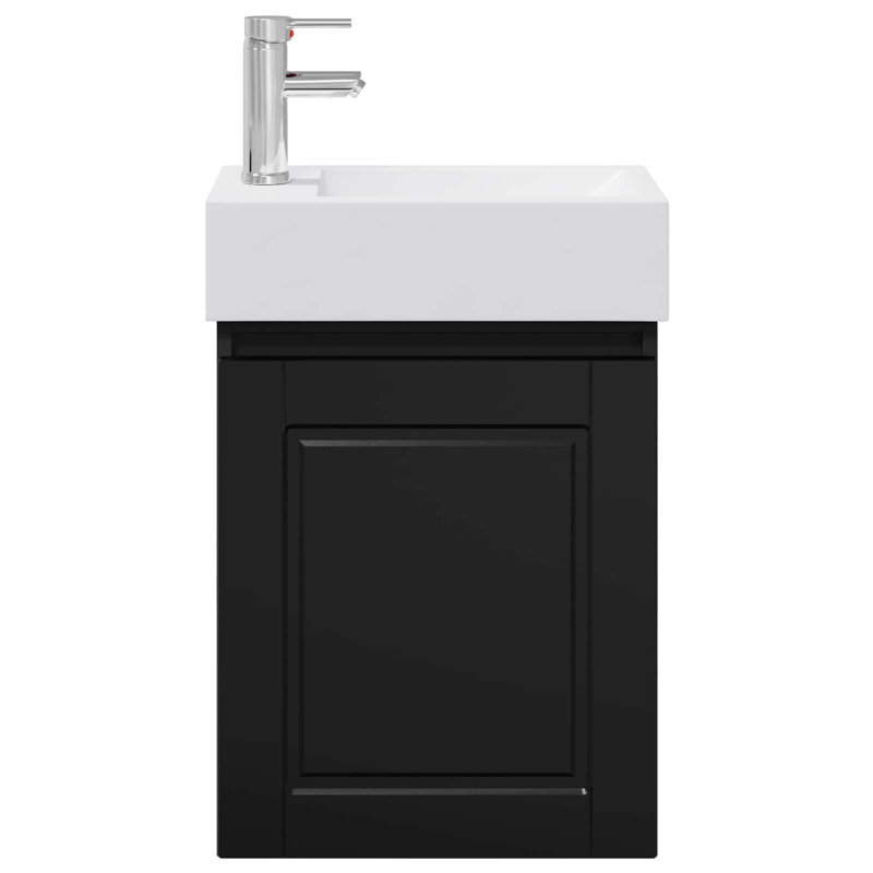 Single Bathroom Vanity with Ceramic Basin, Black