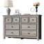 Ensemble de commode 2 pièces - commode 8 tiroirs et tables de chevet 2 tiroirs avec station de charge et DEL, gris délavé
