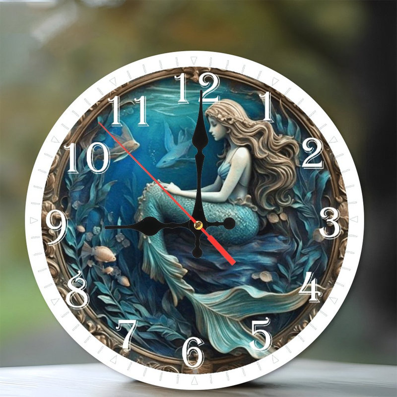 Horloge murale en bois 10 po, mouvement silencieux, à piles (piles AA non incluses), décor artistique, parfait pour les décorations