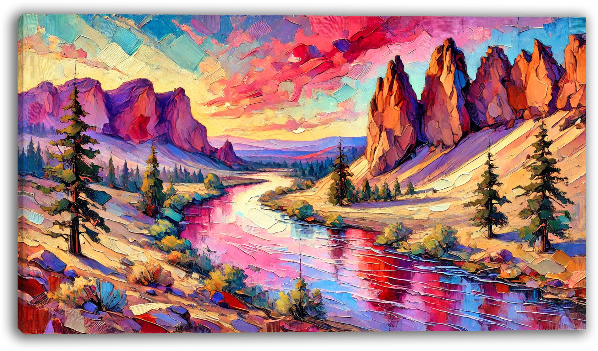 Union Rustic Vibrant Canyon Sunset Wrapped Canvas Wall Art | Wayfair