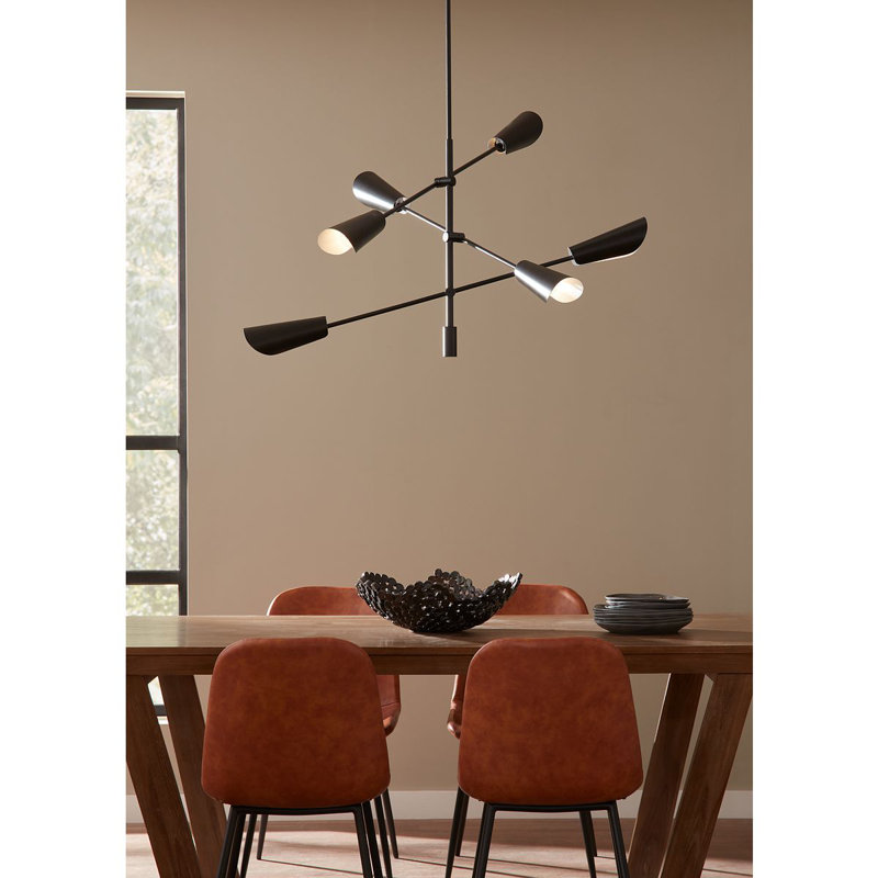 Circe 6 Light Metal Dimmable Chandelier, Matte Black